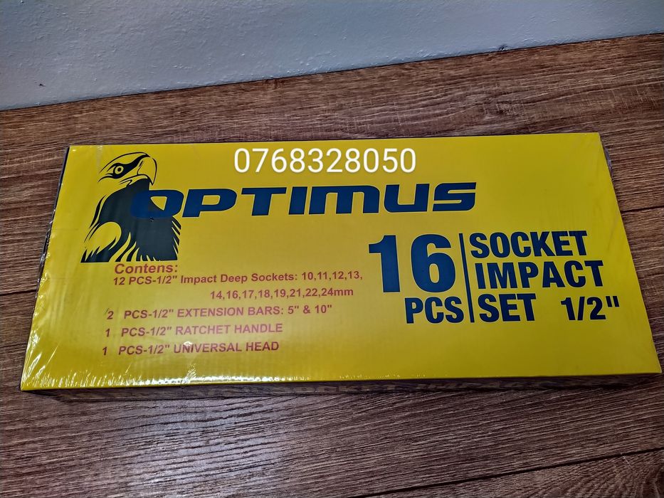 Trusa chei tubulare lungi, impact, 16 piese,  1/2 12 Laturi GS OPTIMUS