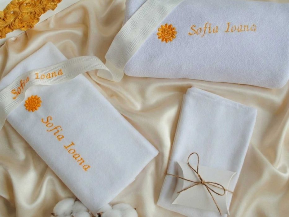 Trusou de Botez Personalizat „Îngeri” - Set Complet, Lucrat Manual