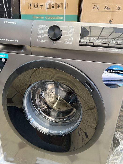 Hisense автомат 8 кг инвертор паровой табло , мировой бренд