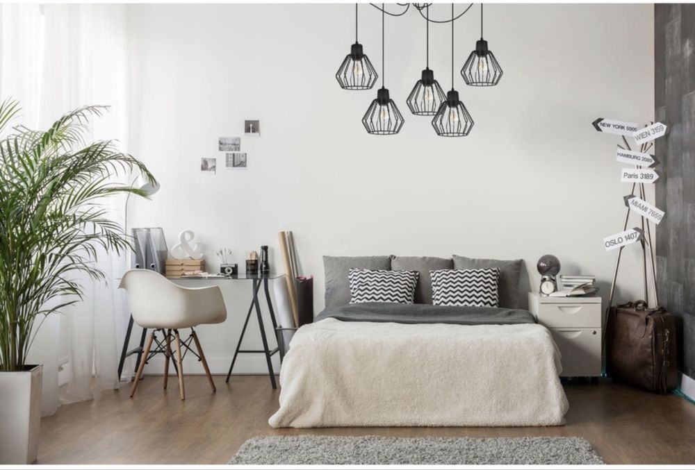 Lustra stil spider Light Home 5 becuri E27, 200cm, LED, Metal, Negru