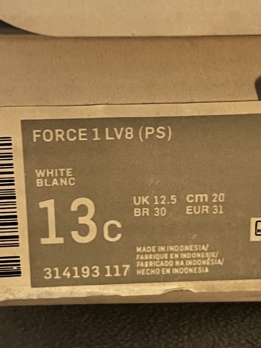 Nike force 1 белый новый для школьников!