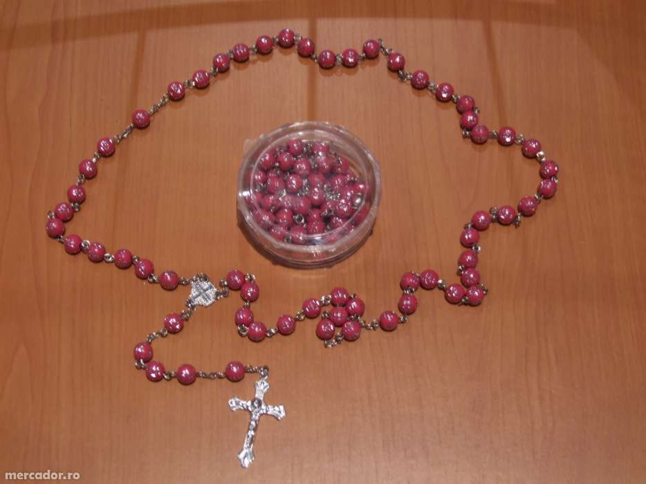 Rozariu margele si lant metal