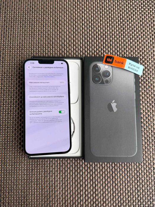 КАТО НОВ! 100% Батерия iPhone 13 Pro max Лизинг от 17€/мес / Graphite 128Gb
