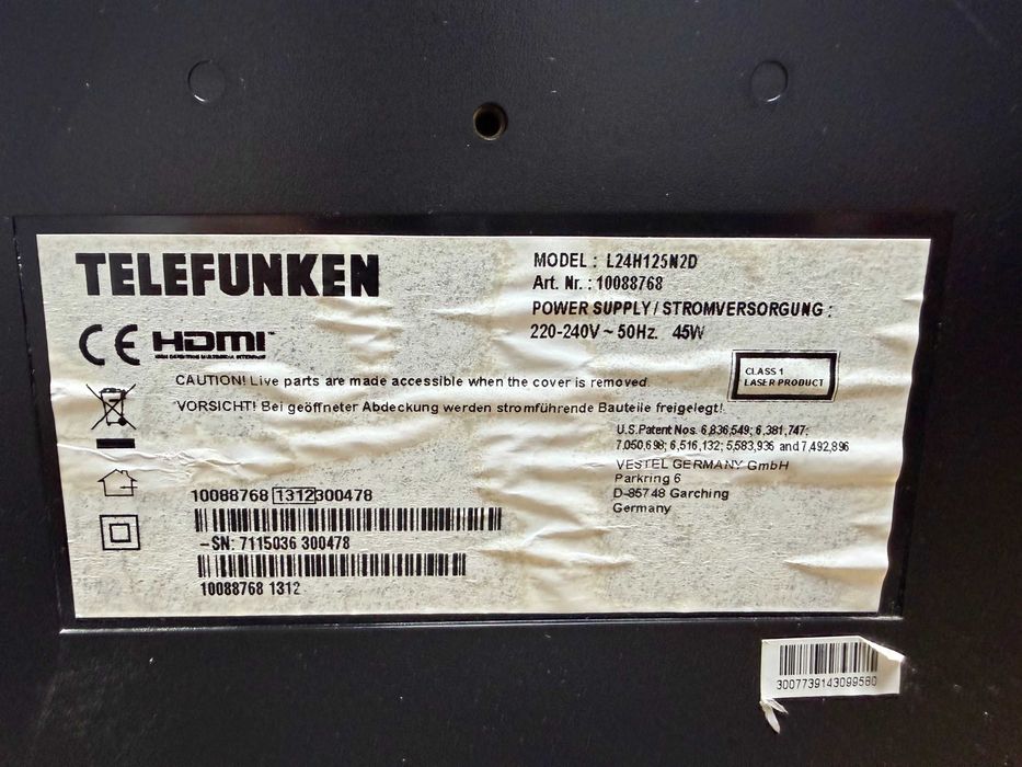 Телвизор LED tv с DVD Telefunken 24"