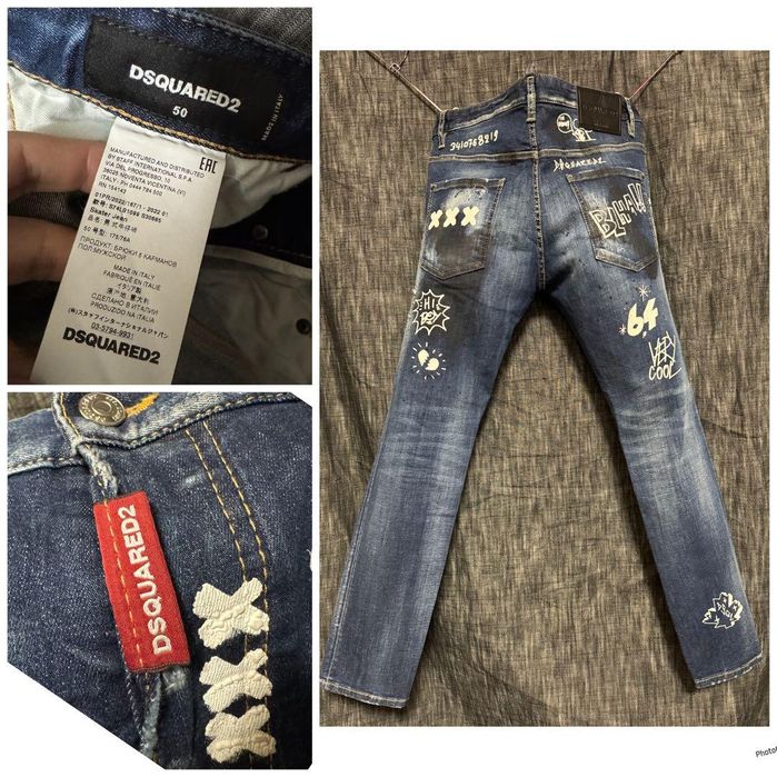 Blugi desenati / pictati DSQUARED2 model Graffity Skater nu dg lv ck