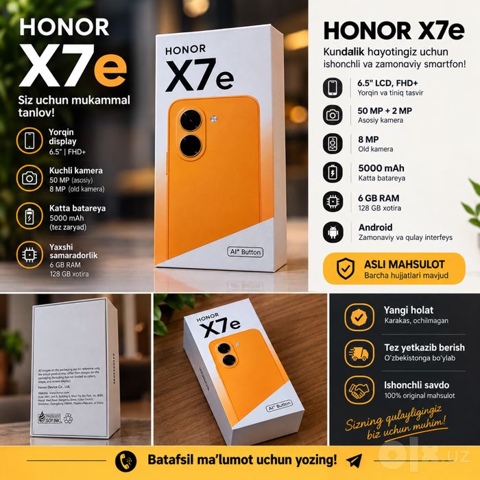 Honor X7e (6/128) yangi pochka srochna