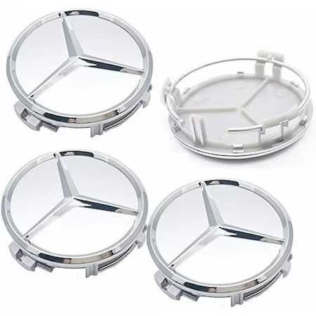 Капачки за джанти за мерцедес Mercedes 75мм сиви, хромиране