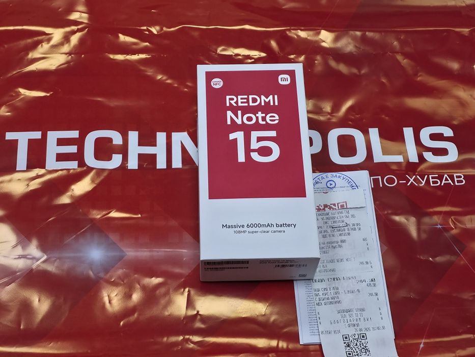 ЧИСТО НОВ 256GB Xiaomi Redmi Note 15 Гаранция Технополис 2028г. Black