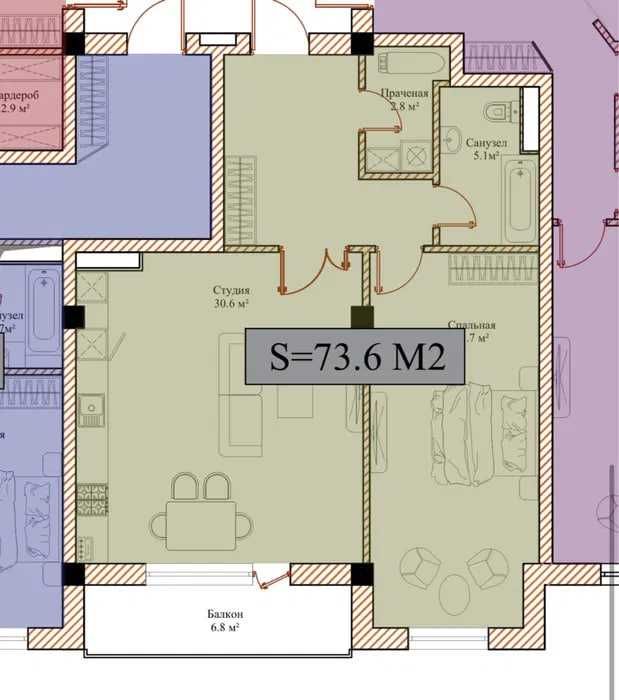 Caravan Avenue М.Горький МЕТРО 100м дом СДАН 74м2 КОРОБКА 11-этаж