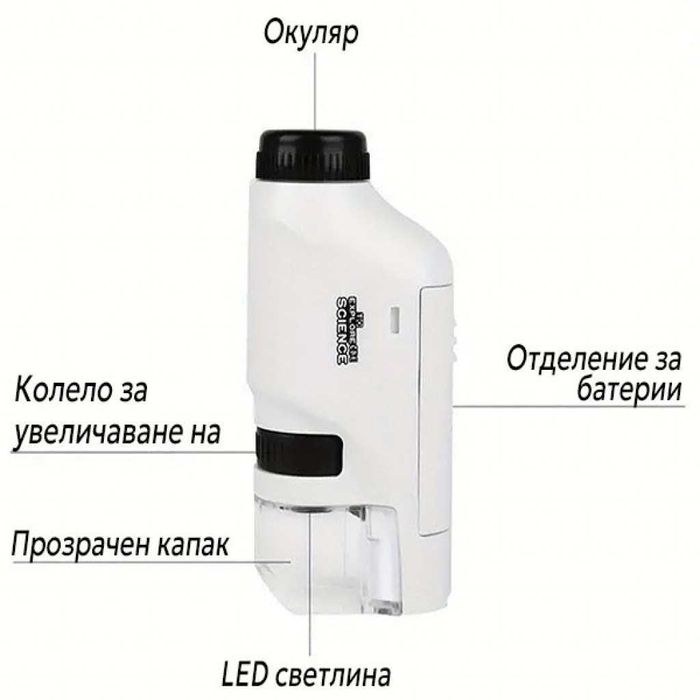 Преносим микроскоп с LED светлина, 60x-120x увеличение и стойка