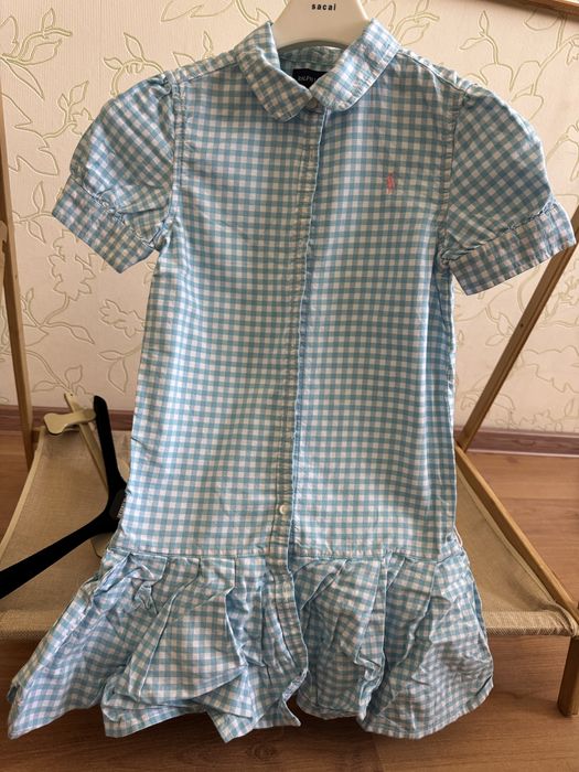 детское голубое платье ralph lauren