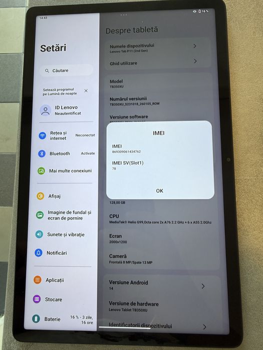 Lenovo Tab p11 gen 2 cu sim, ca noua