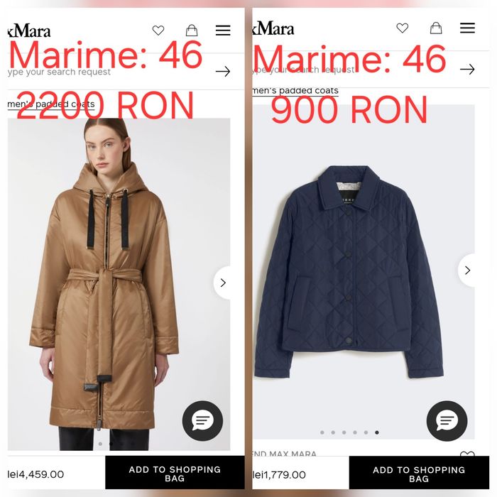 Nou50%REDUS Max Mara Palton, camasa, fusta, blana, geaca