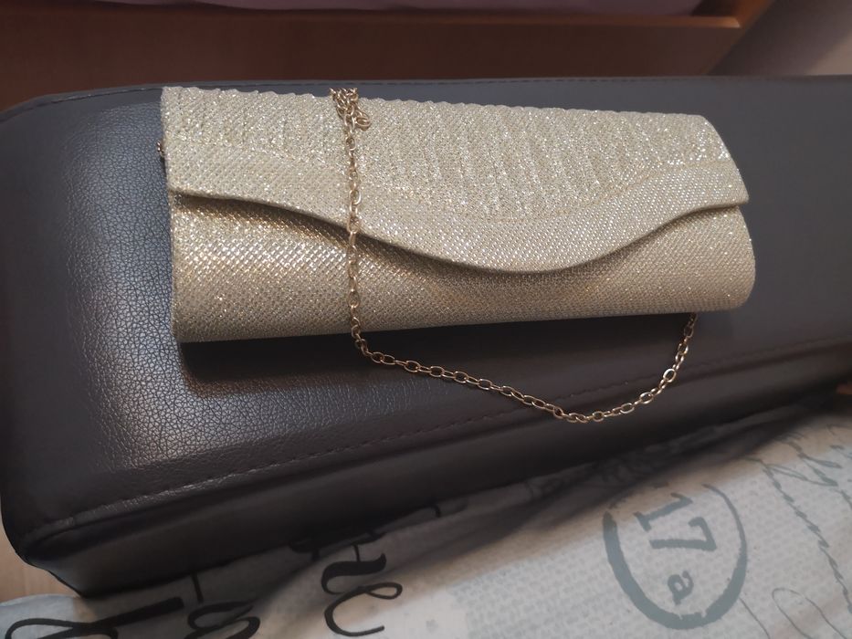Geanta plic aurie cu sclipici