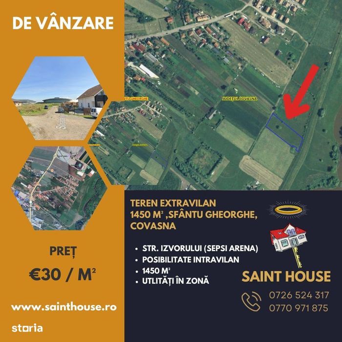 Teren extravilan 1450 M² în apropiere de Sepsi Arena