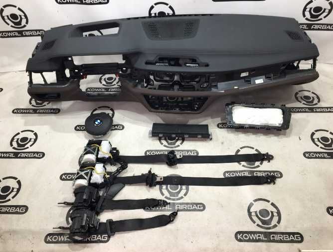 BMW 7 G11 G12 plansa de bord HUD negru / maro - kit airbag -  centuri