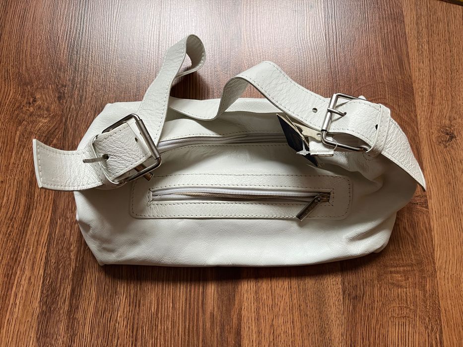 Geanta Amalfi alba din piele