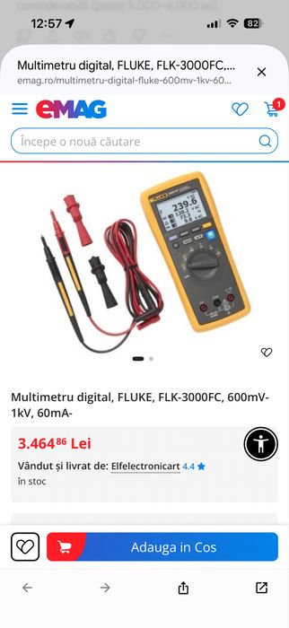 Set aparate masura: multimetru Fluke 3000 FC, clema ampermetrica Fluke a3000 FC si tester retea Goldtool. Toate cele trei aparate sunt utilizate.