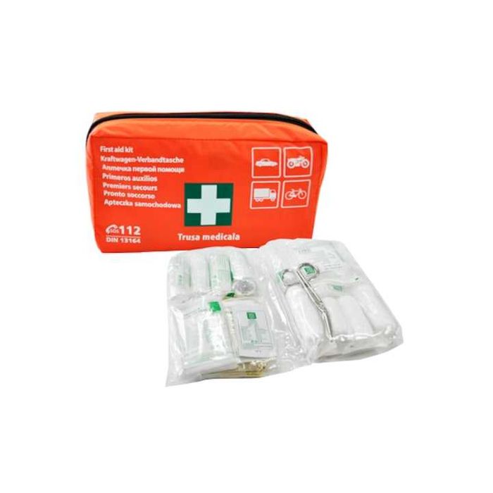 Компактен медицински комплект за кола по стандарт DIN 13164: основно оборудване за вашата безопасност на пътя