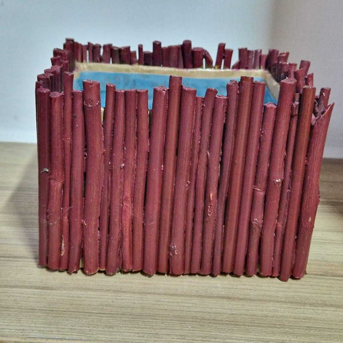 Set 2 cutii decorative cu crengute vopsite 15x15x10 cm