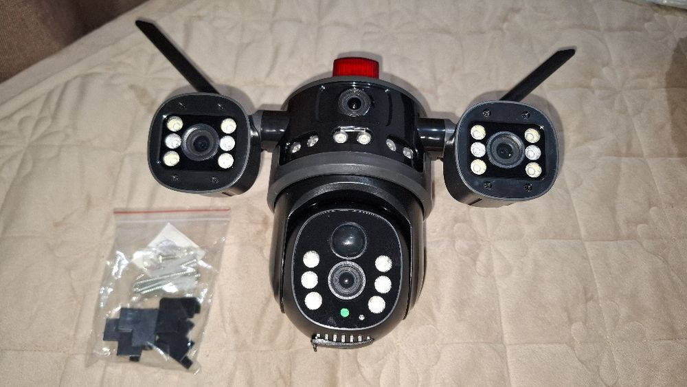 Camera supraveghere tripla, 4G, Panou Solar, 12MP, 6K, Ultra HD