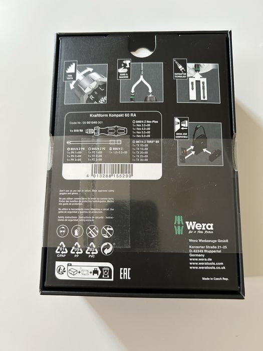 Surubelnita Wera 05051040001, 16 biti, maner cu clichet (Verde/Negru)