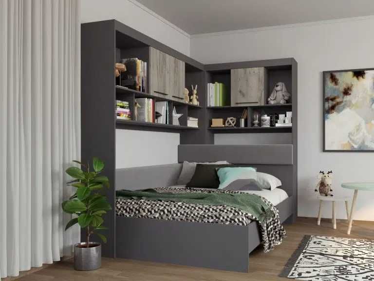 Set Dormitor Colt Lucio C2 Gri / Lemn