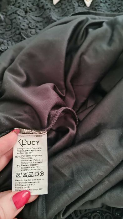 Черна дантелена рокля Люци, Дантелена бяла, GUESS S