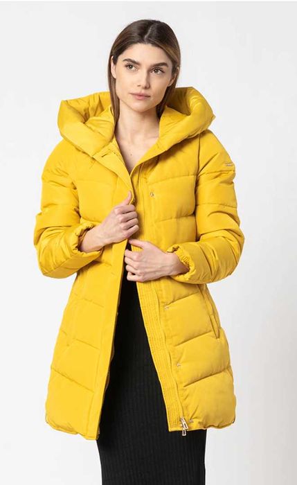Tom Tailor, Дълго зимно яке с качулка, Жълт, S
