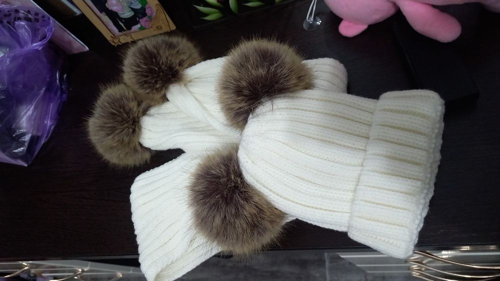 Шапочка с шарфом для девочки