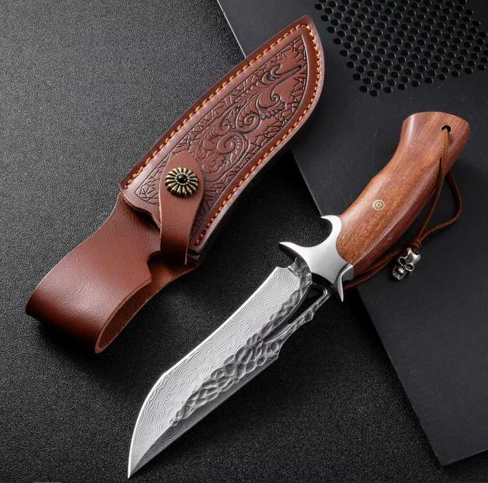 Cutit coreean Vanguard, otel Damasc, cu garda prindere, teaca piele