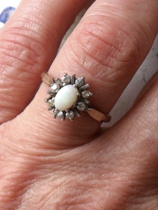 Inel Art Deco din aur galben si alb 375/9ct