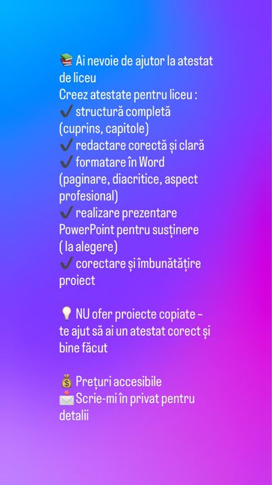 realizez atestate pentru liceu - orice tema si materie