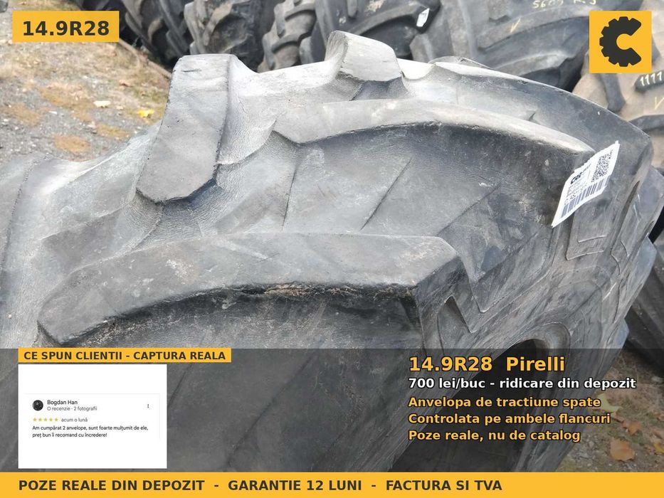 Anvelope Cauciucuri 14.9R28 14.9 R28 14.9-28 380/85R28 14928 Pirelli Tractor Punte Spate Tractiune SH Second Hand GARANTIE Factura TVA Livrare Rapida