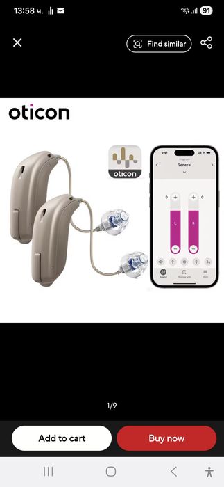 Слухов апарат Oticon Jet 2 miniRITE + подарък 24 батерии, 48 channel