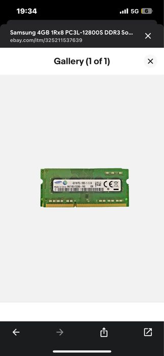 Set 2 x 4GB RAM Samsung DDR3L 1600MHz PC3L-12800S (8GB Total)