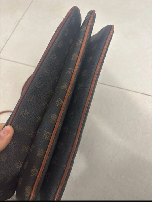 Geantă vintage Kenzia Monogram Satchel, piele, Made in Italy
