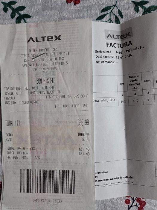 Tableta LENOVO Tab, 10.1", 128GB, 4GB RAM, Wi-Fi, Luna Grey + Clear