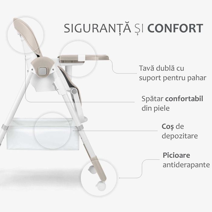 Nou - Scaun de masa pentru copii KikkaBoo – Spicy+, Bej