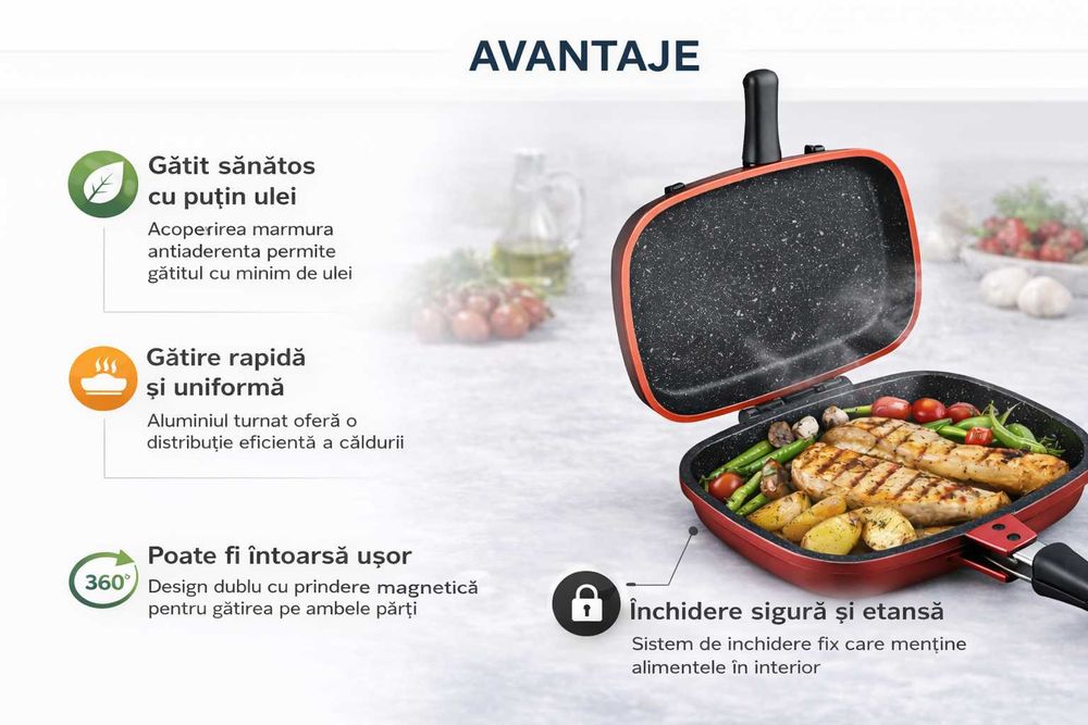 Royalty Line Tigaie Dubla Grill Marble 28 cm