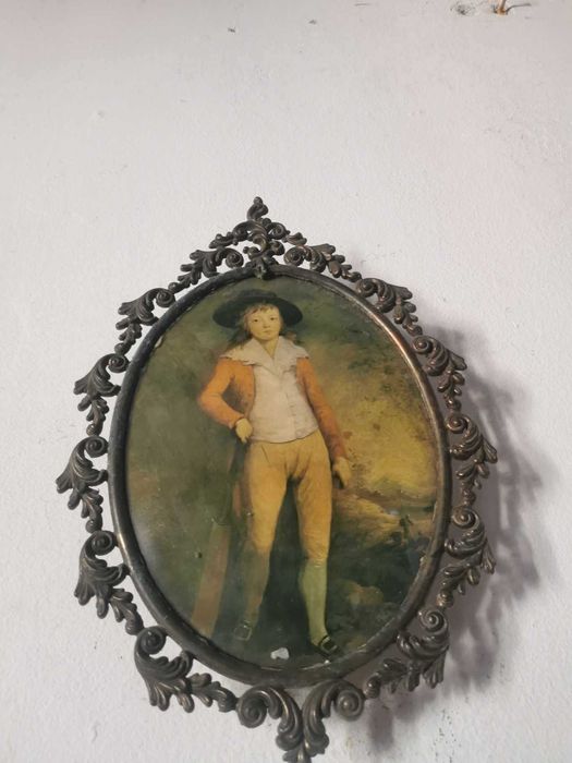 Tablou cu sticla bombata si rama din bronz