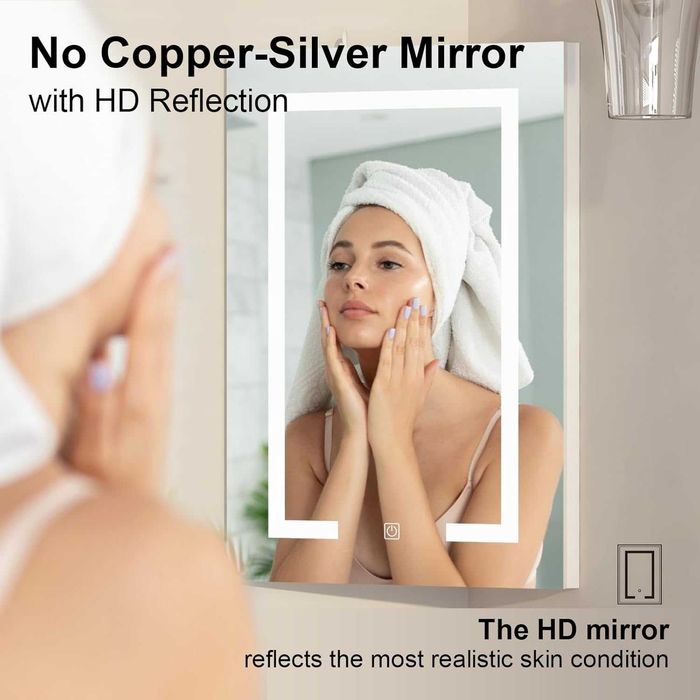 Ъглов шкаф с лед огледало, за баня отваря се отдясно наляво 60*40см