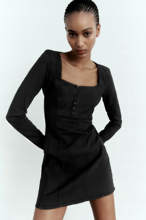 Черна дънкова рокля ZARA