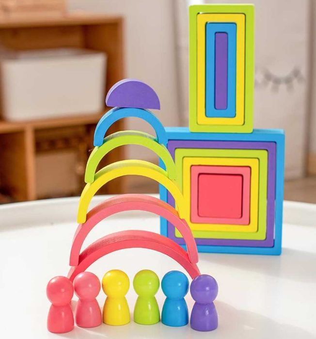 НАМАЛЕНИЯ Монтесори 4в1 комплект дървена игра / Логически дървени игри