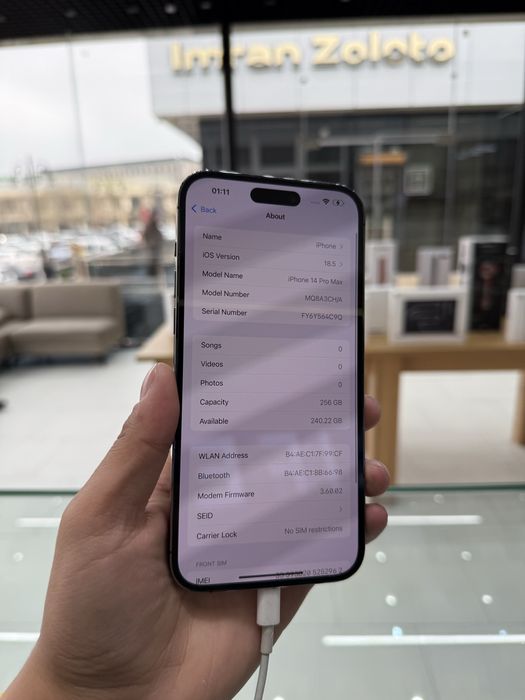 iphone 14Promax purple 75% 256 sim kartali