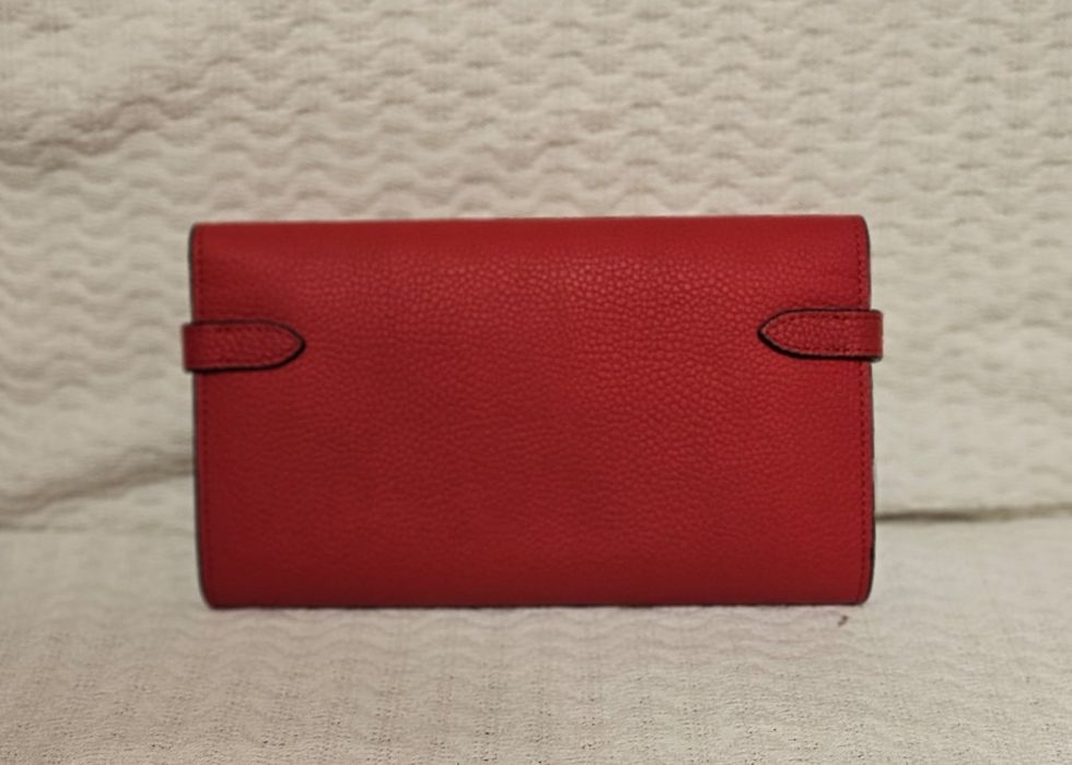 Portofel Kelly (  Kelly Wallet) rosu, piele naturala togo