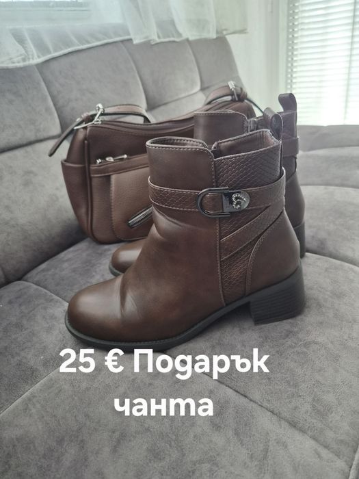 Дамски боти  в кафяво 38 н