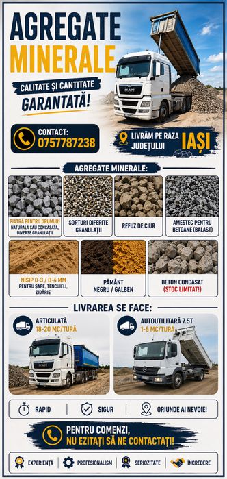 Agregate Balastiera | Nisip/Sorturi/Amestec | Transport inclus! Buldo!