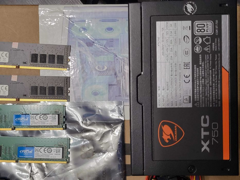 Компютърни части i3 9100F, ddr4 рам, дънна платка и захранване