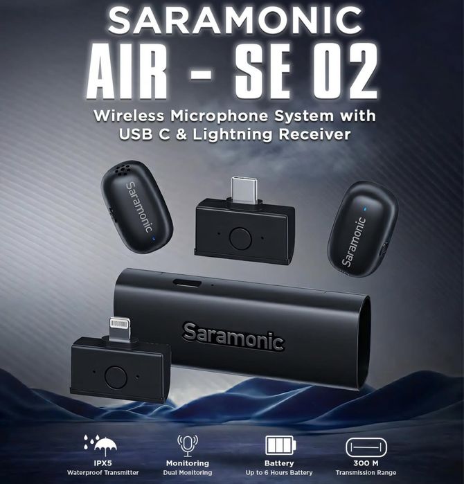 Saramonic Air SE беспроводной микрофон 2 петлички, шумоподавление ORG